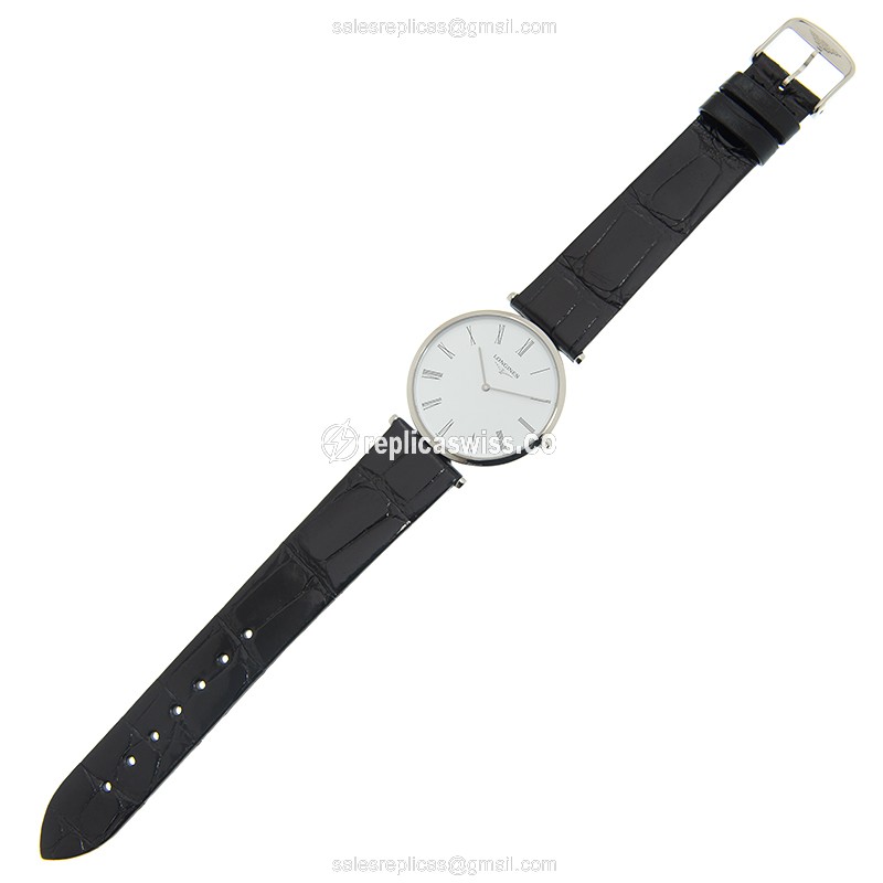 Longines LA GRANDE Quartz - Steel Case, White Dial, Leather Strap, Buckle Clasp - View 2