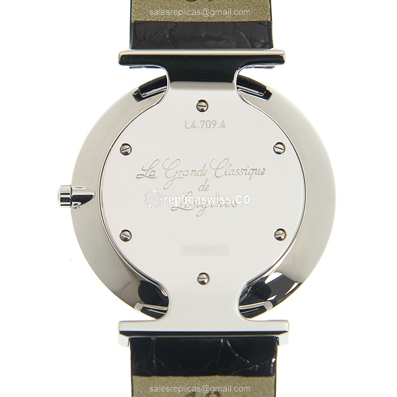 Longines LA GRANDE Quartz - Steel Case, White Dial, Leather Strap, Buckle Clasp - View 3