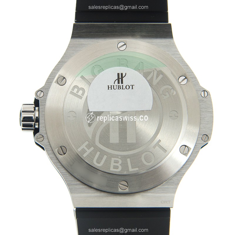 Hublot BIG BANG Quartz - Stainless Steel Case & Diamonds - Black Dial - Rubber Strap - Buckle Clasp - View 3