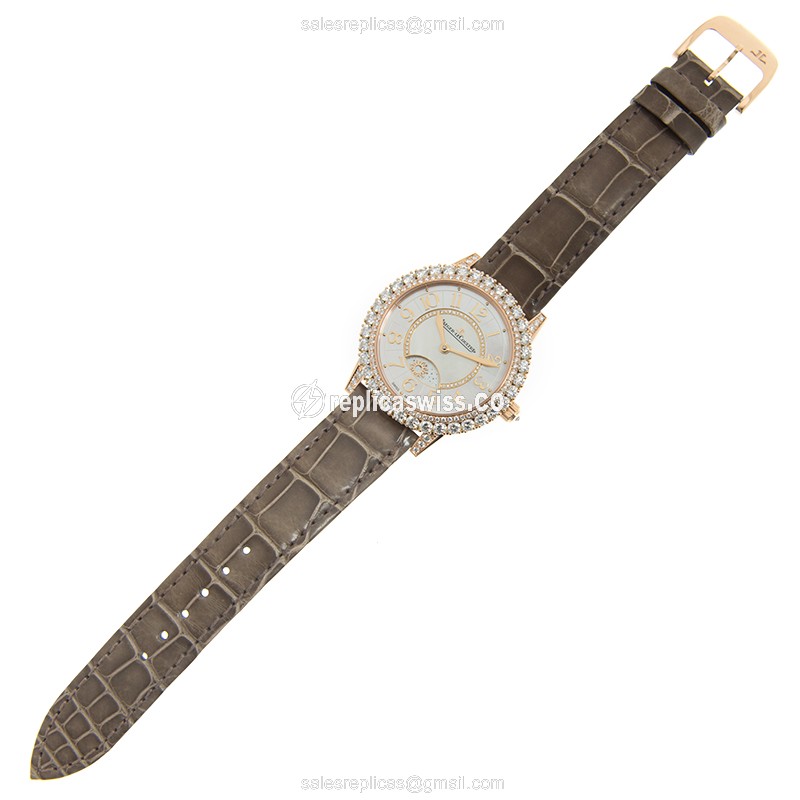 Jaeger-Lecoultre Rendez-Vous Replica - Automatic 18kt Rose Gold - Diamond Dial - Alligator Brown Strap - View 2
