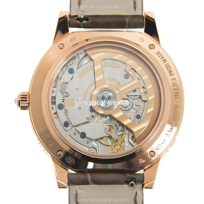Jaeger-Lecoultre Rendez-Vous Replica - Automatic 18kt Rose Gold - Diamond Dial - Alligator Brown Strap - View 3