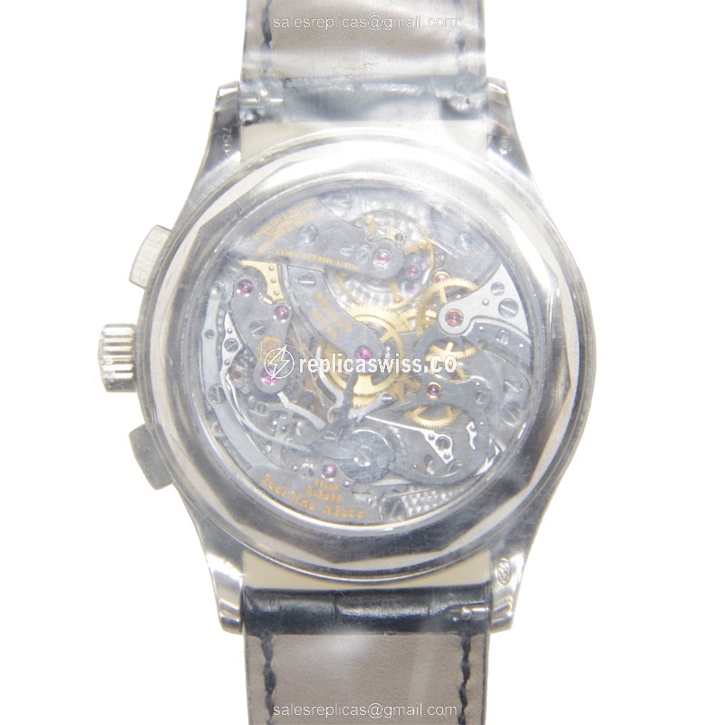 Patek Philippe 5170G-001 Complications Manual Wind 18kt Gold White Dial Black Leather Strap Clasp - View 3