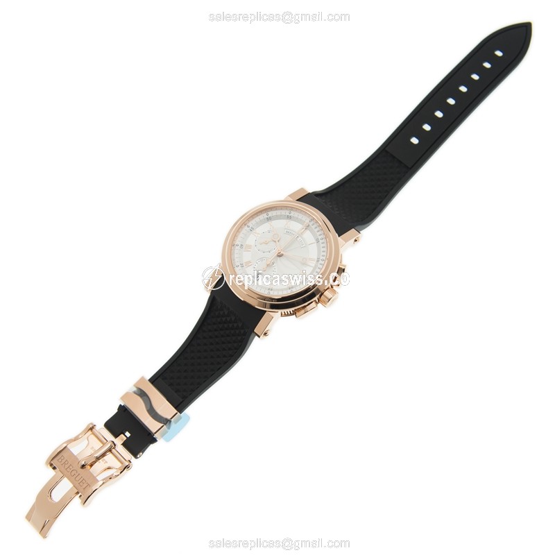 Breguet Marine Replica - Automatic 18kt Rose Gold - Silver Dial - Black Rubber Strap - View 2