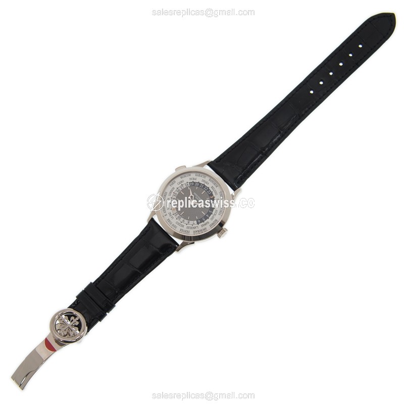 Patek Philippe 5230G-014 Replica - Automatic - 18kt Gold - White Dial - Black Leather Strap - View 2