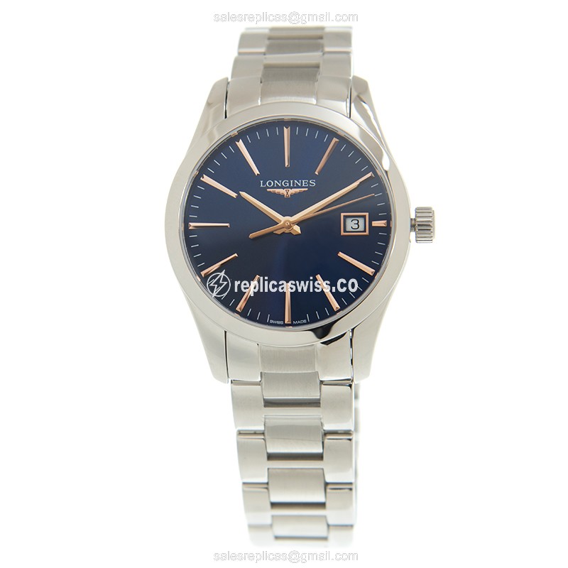 Longines Conquest Classic Replica - Quartz - Steel Case - Blue Dial - Silver Clasp - View 2