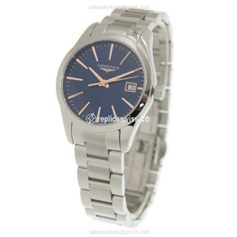 Longines Conquest Classic Replica - Quartz - Steel Case - Blue Dial - Silver Clasp - View 3