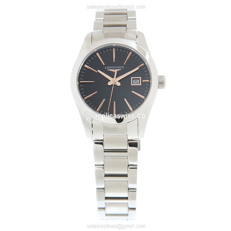Longines CONQUEST CLASSIC Quartz - Black Dial, Steel Case, Silver Clasp - View 2