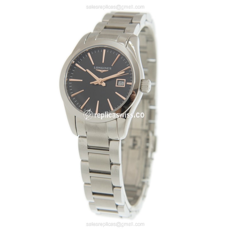 Longines CONQUEST CLASSIC Quartz - Black Dial, Steel Case, Silver Clasp - View 3