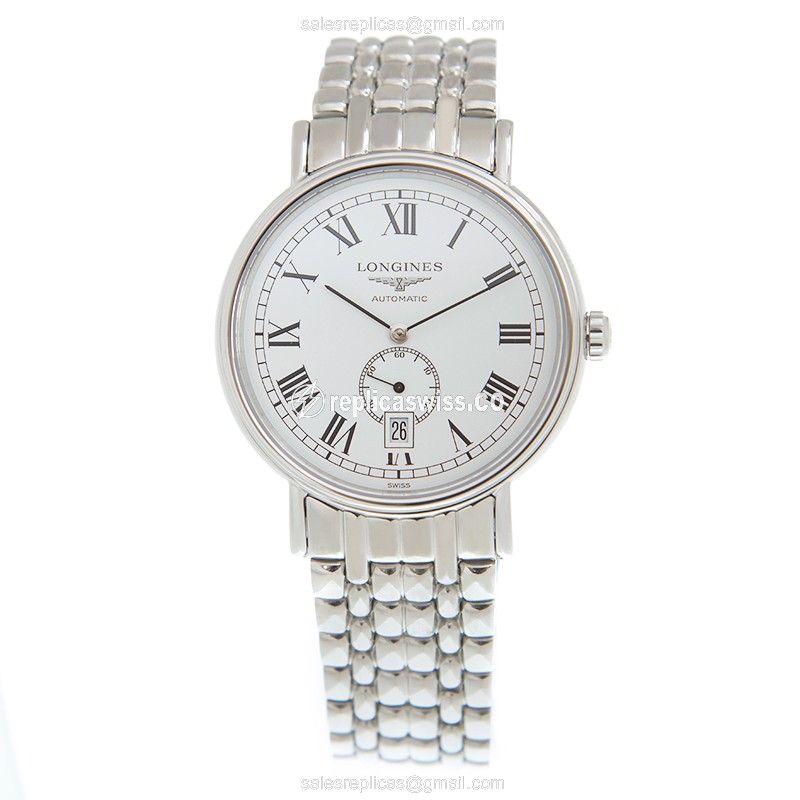 Longines Presence Replica - Automatic - Stainless Steel - White Dial, Steel Clasp - View 2