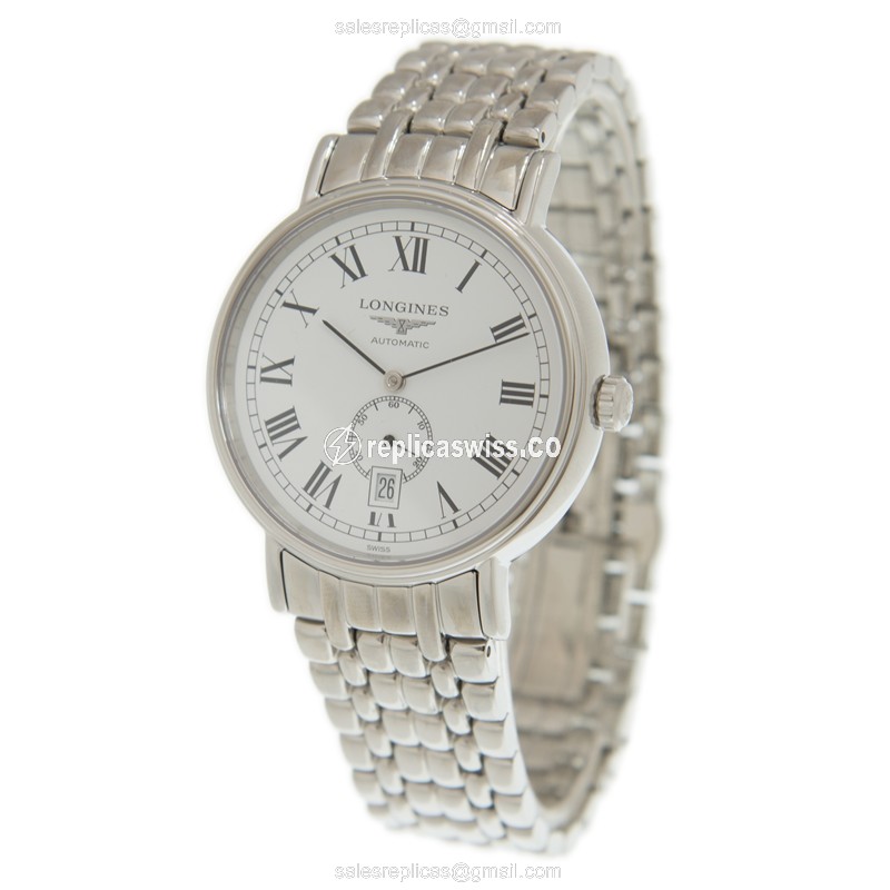 Longines Presence Replica - Automatic - Stainless Steel - White Dial, Steel Clasp - View 3