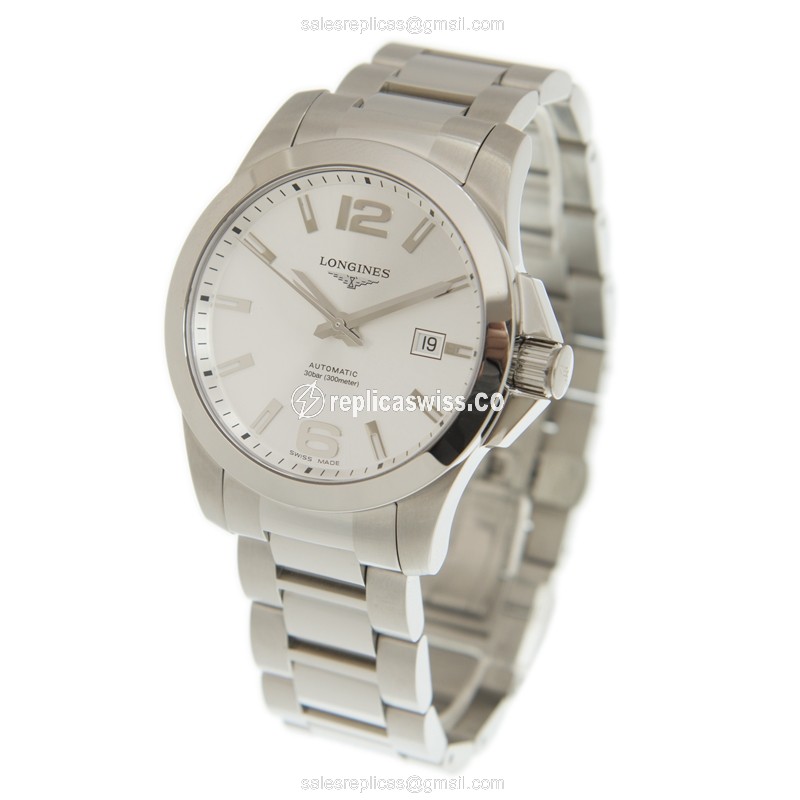 Longines CONQUEST Replica - Automatic - Silver Dial - Steel Case - View 3