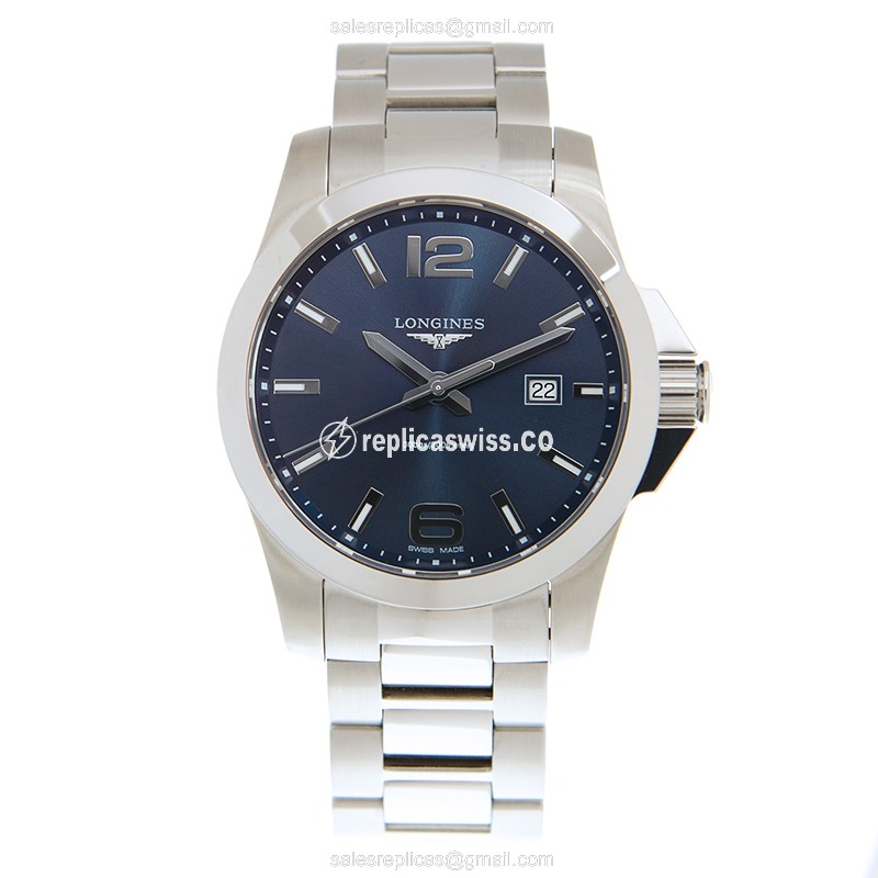 Longines CONQUEST Quartz - Steel Case, Blue Dial, Silver Clasp, Steel Strap - View 2