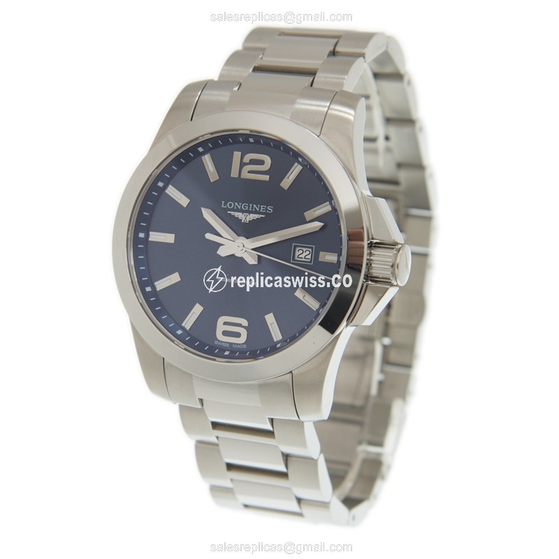 Longines CONQUEST Quartz - Steel Case, Blue Dial, Silver Clasp, Steel Strap - View 3