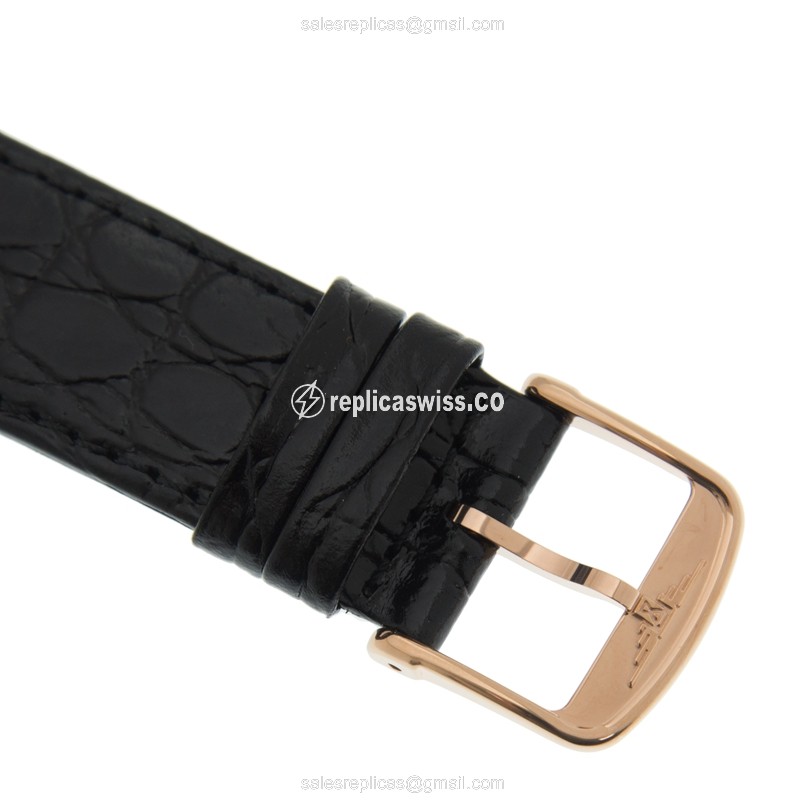 Longines Presence Replica - Automatic - 18kt Rose Gold - White Dial, Leather Strap - View 4