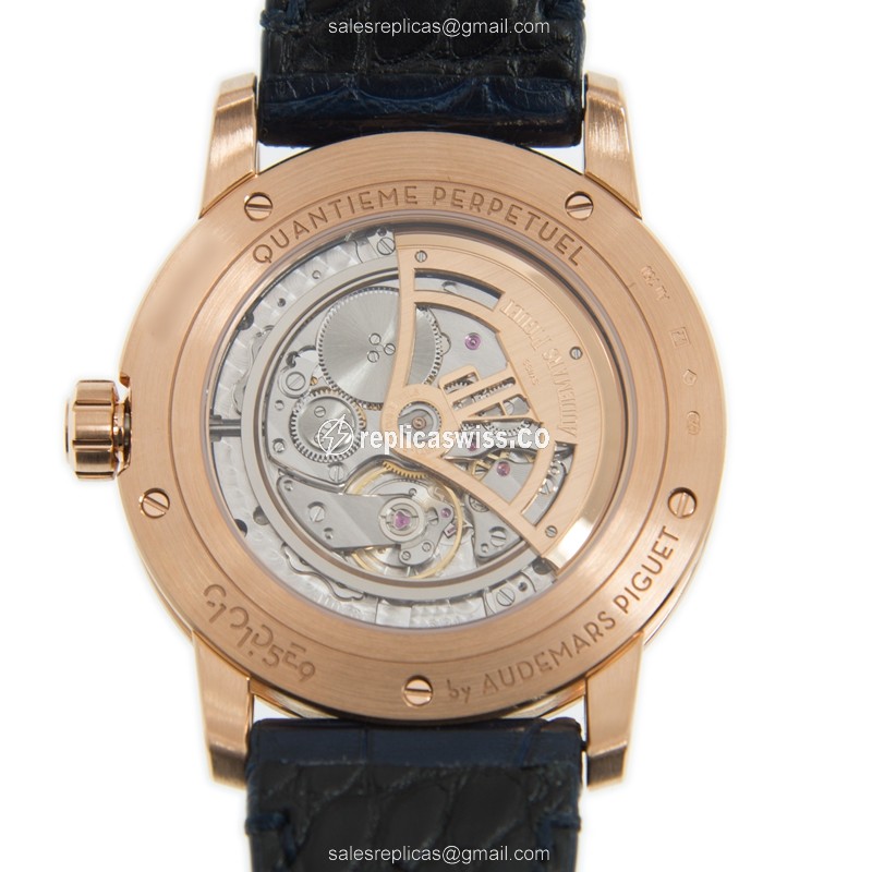 CODE 11.59 Audemars Piguet 26394OR.OO.D321CR.01 Replica - Automatic 18kt Rose Gold Case - Blue Dial, Leather Strap - Blue Clasp - View 3