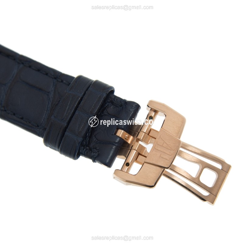 CODE 11.59 Audemars Piguet 26394OR.OO.D321CR.01 Replica - Automatic 18kt Rose Gold Case - Blue Dial, Leather Strap - Blue Clasp - View 4