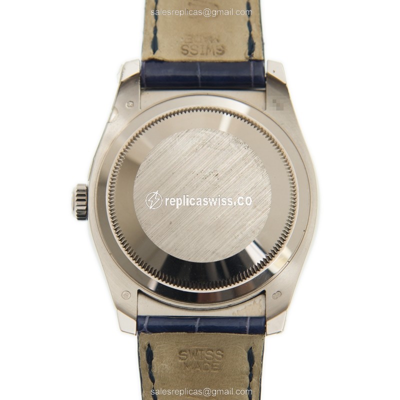 Rolex Lady Datejust Replica - White Gold - Diamond - Automatic - Alligator Purple - View 3