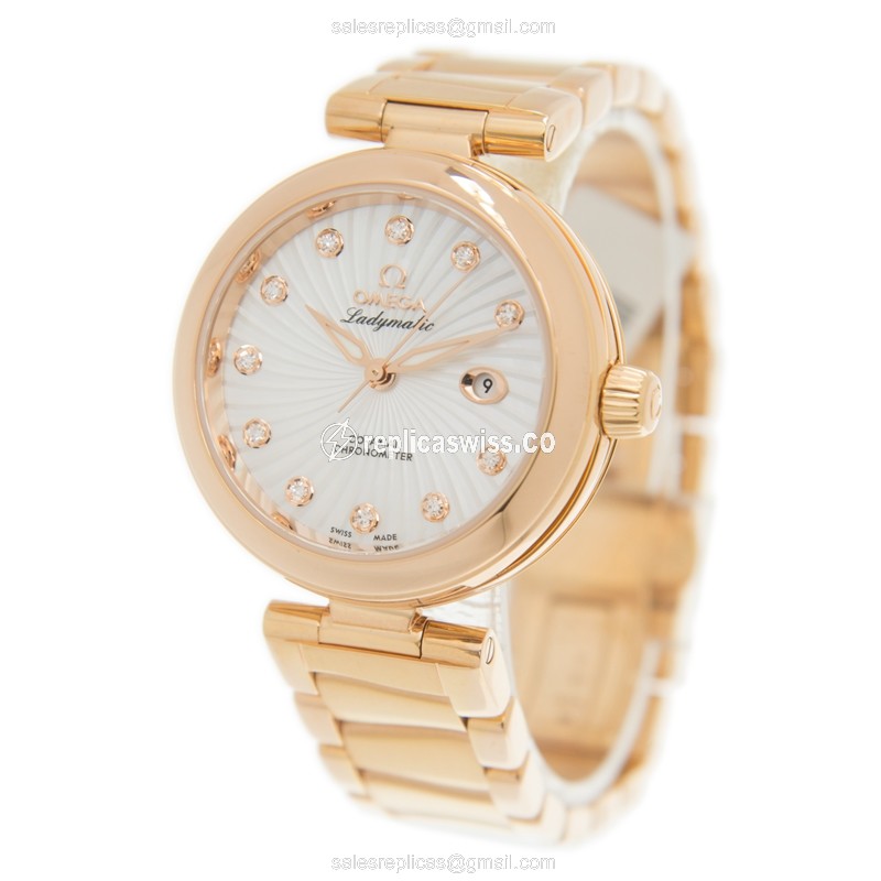 Omega DE VILLE Replica - Automatic - 18kt Rose Gold - White Dial - Gold Clasp - View 3