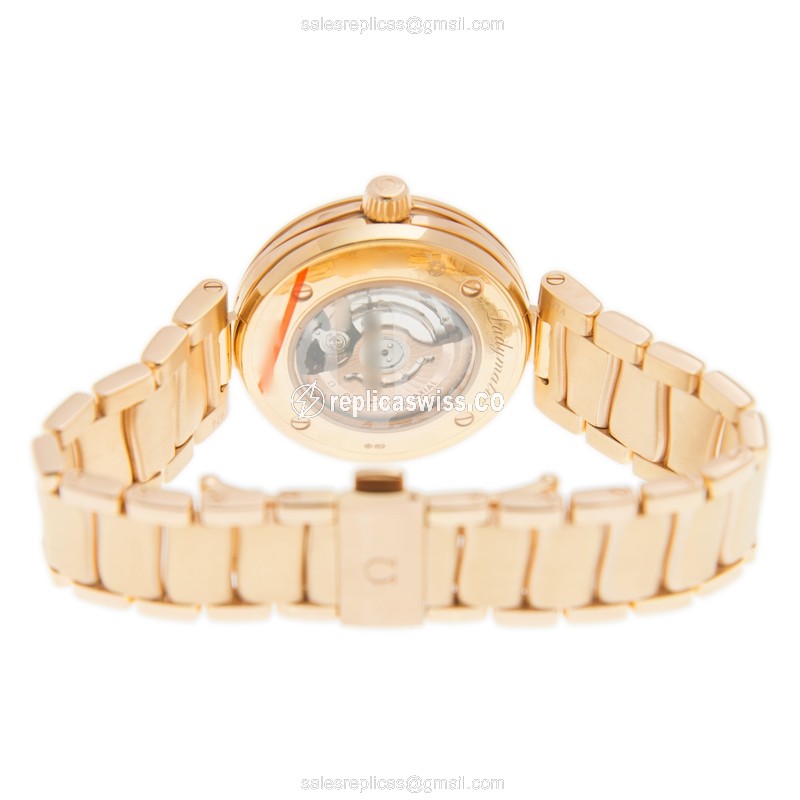 Omega DE VILLE Replica - Automatic - 18kt Rose Gold - White Dial - Gold Clasp - View 4