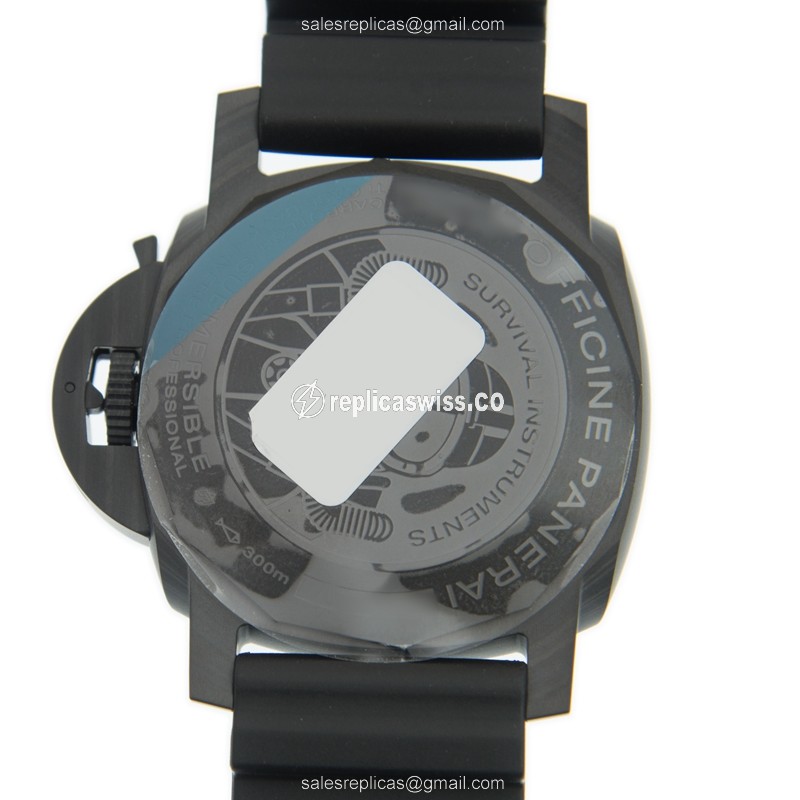 Panerai PAM00979 SUBMERSIBLE Replica - Automatic - Carbon Fiber Case - Black Dial - Rubber Strap - Black Buckle - View 3