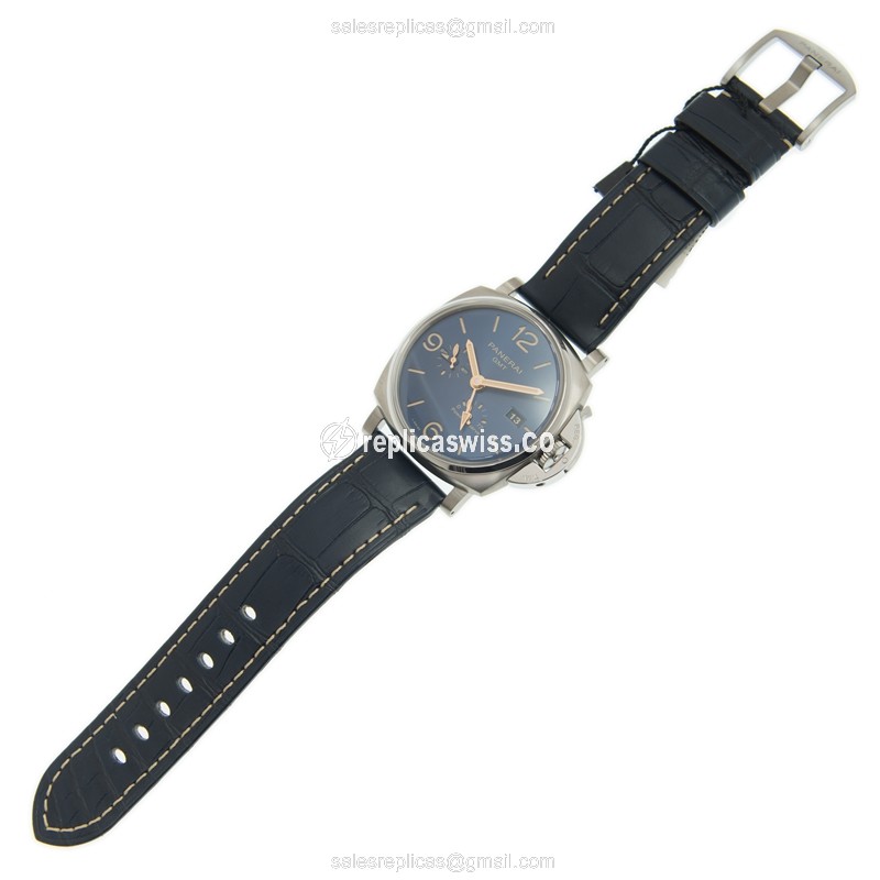 Panerai PAM00964 LUMINOR DUE Replica - Automatic - Steel Case - Blue Dial - Black Alligator Strap - View 2