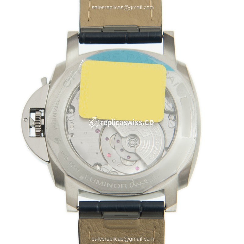 Panerai PAM00964 LUMINOR DUE Replica - Automatic - Steel Case - Blue Dial - Black Alligator Strap - View 3
