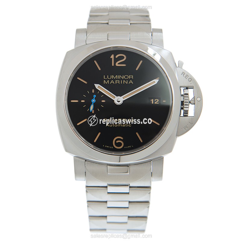 Panerai PAM00722 Luminor Replica - Automatic - Black Dial - Steel Case & Band - View 2