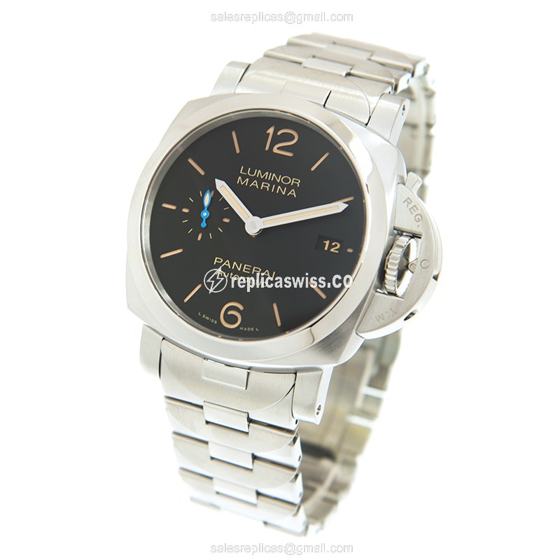 Panerai PAM00722 Luminor Replica - Automatic - Black Dial - Steel Case & Band - View 3