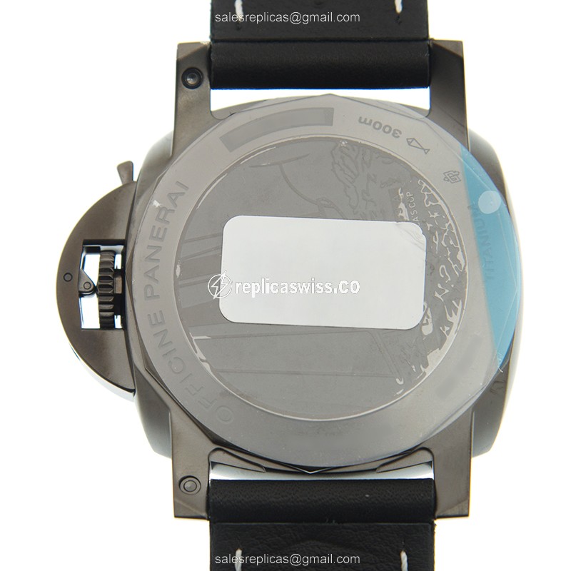 Panerai PAM01036 Replica - Automatic - Titanium - Carbon Fiber Case - Black Dial - Black Cowhide Strap - Buckle Clasp - View 3
