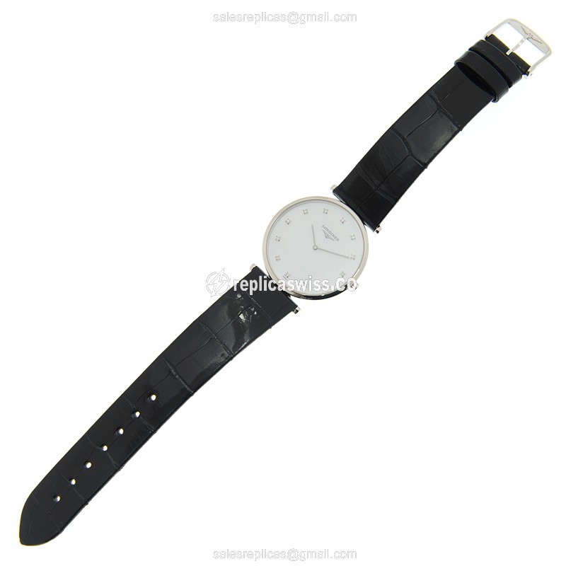 Longines LA GRANDE Quartz - Steel Case, White Dial, Leather Strap, Buckle Clasp - View 2