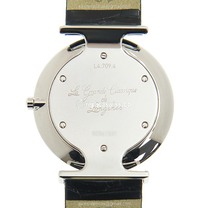 Longines LA GRANDE Quartz - Steel Case, White Dial, Leather Strap, Buckle Clasp - View 3