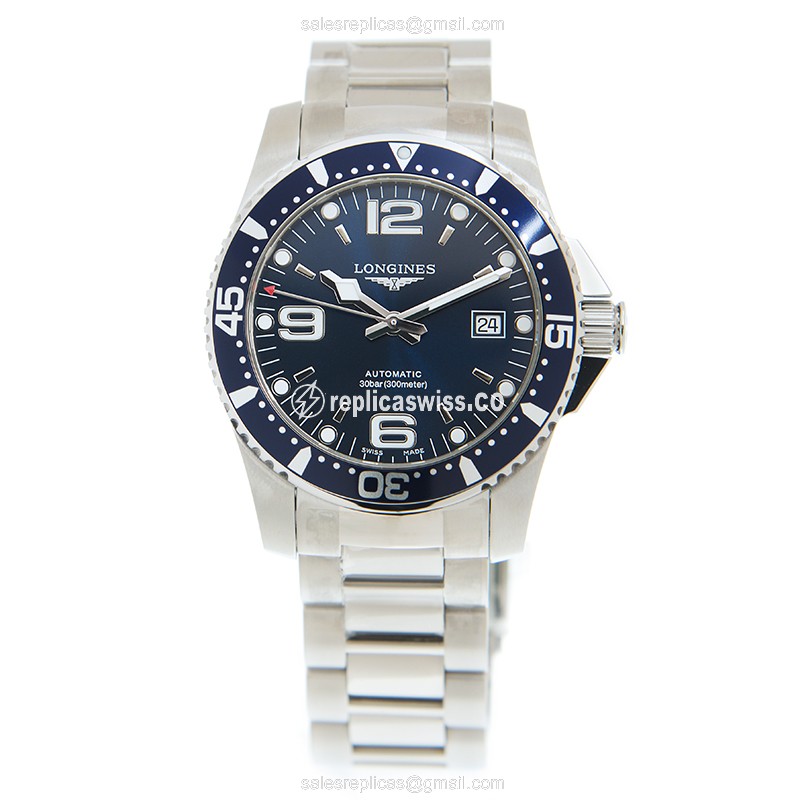 Longines CONQUEST Replica - Automatic - Blue Dial - Silver Steel Strap - View 2