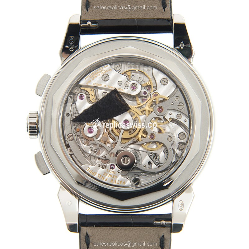 Patek Philippe 5271P-001 Replica - Manual Wind - 950 Platinum - Diamond Set - Black Dial - Alligator Strap - View 3