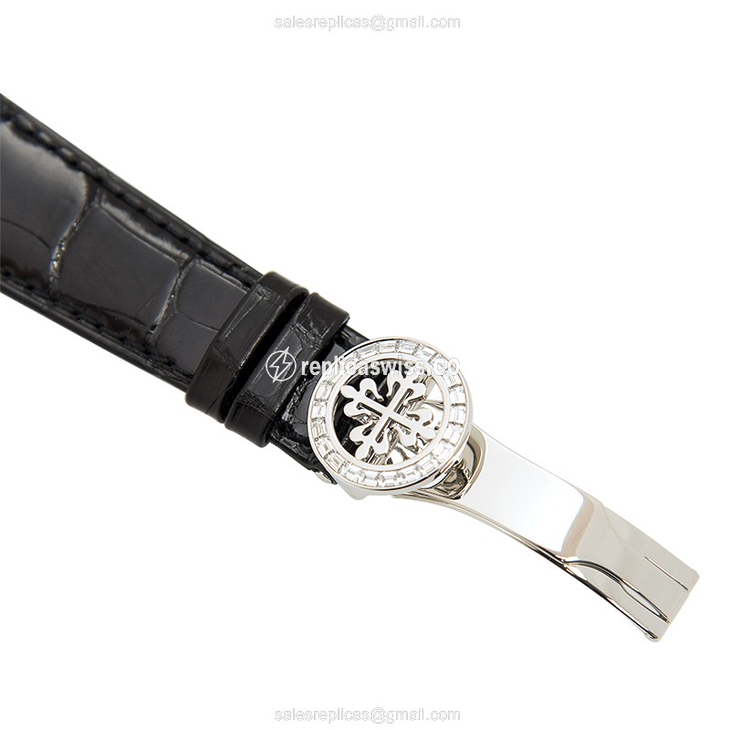 Patek Philippe 5271P-001 Replica - Manual Wind - 950 Platinum - Diamond Set - Black Dial - Alligator Strap - View 4