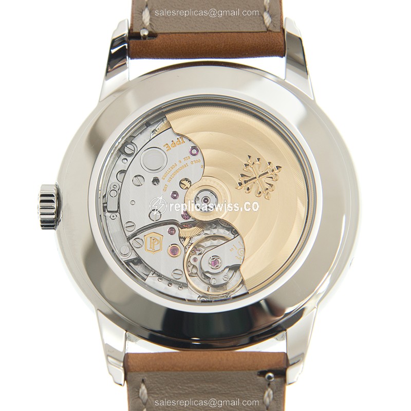 Patek Philippe 5212A-001 Replica - Automatic - Steel Case - White Dial - Brown Cowhide Strap - View 3