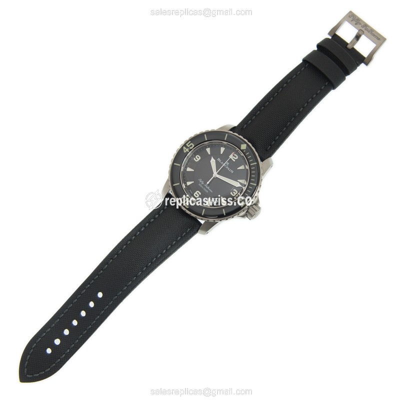 Blancpain 5015-12B30-B52A Replica - Automatic - PVD Titanium - Black Dial - Canvas Strap - View 2