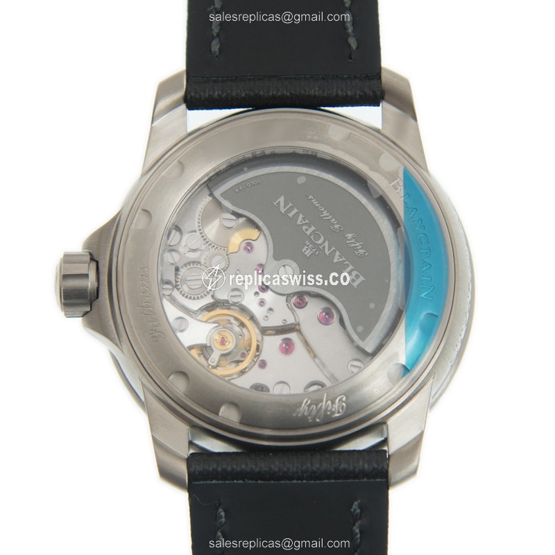 Blancpain 5015-12B30-B52A Replica - Automatic - PVD Titanium - Black Dial - Canvas Strap - View 3