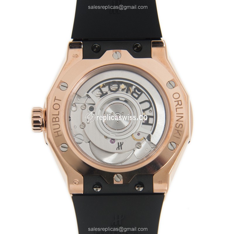 Hublot Classic Fusion Replica - Automatic - 18kt Rose Gold - Black Dial - Rubber Strap - View 3