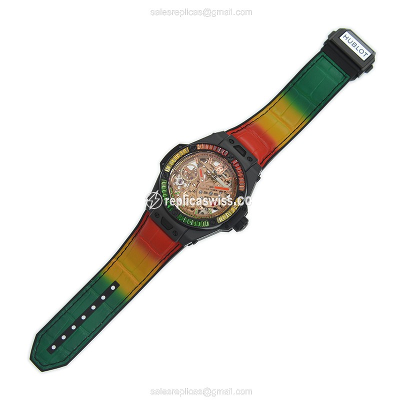 Hublot BIG BANG Replica - Manual - Ceramic - Skull Dial - Rubber Strap - Clasp - View 2