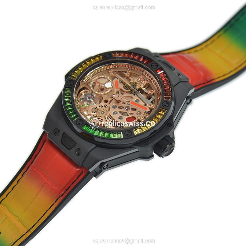 Hublot BIG BANG Replica - Manual - Ceramic - Skull Dial - Rubber Strap - Clasp - View 3