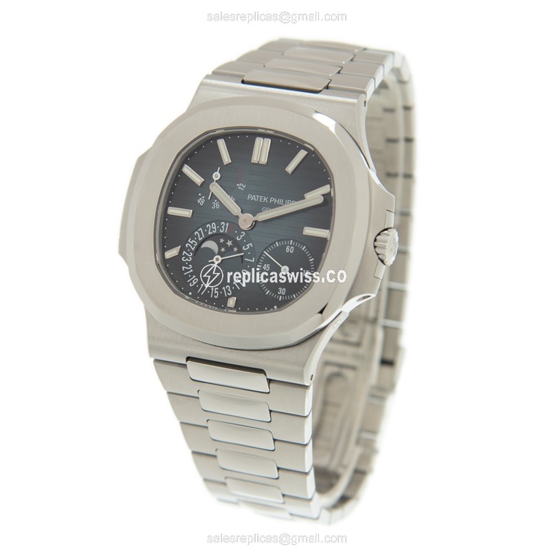 Patek Philippe 5712/1A-001 Replica - Automatic - Blue Dial - Steel Case - Silver Strap - View 3