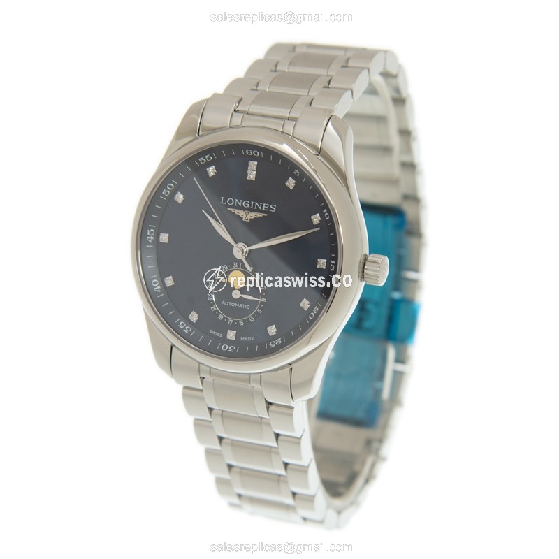 Longines L2.909.4.97.6 Replica - Automatic - Steel Case - Blue Dial - Silver Steel Strap - View 3