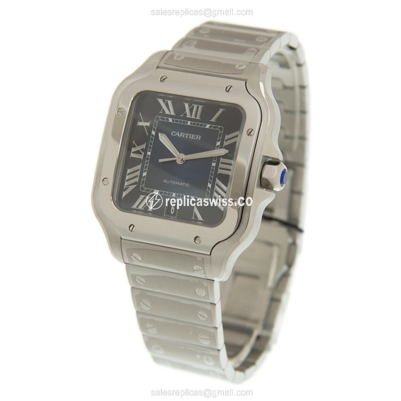 Cartier Santos Replica - Automatic - Blue Dial - Steel Case & Band - Clasp - View 3