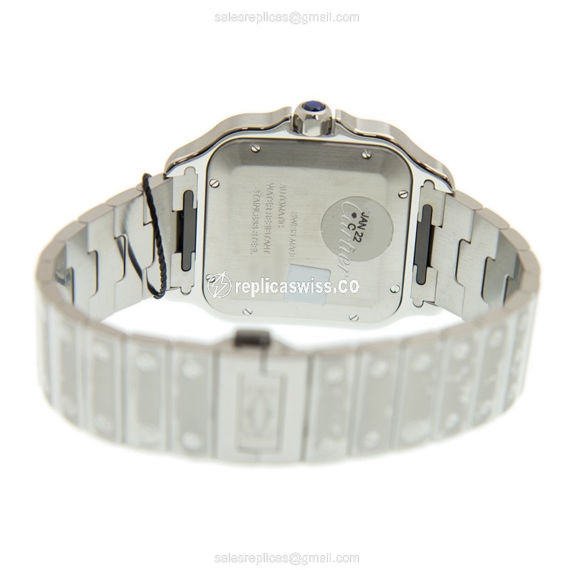 Cartier Santos Replica - Automatic - Blue Dial - Steel Case & Band - Clasp - View 4