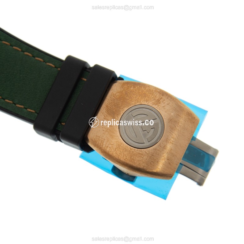 Franck Muller V 45 SC DT CIR Replica - Automatic - Green Brass - Green Leather Strap - View 4