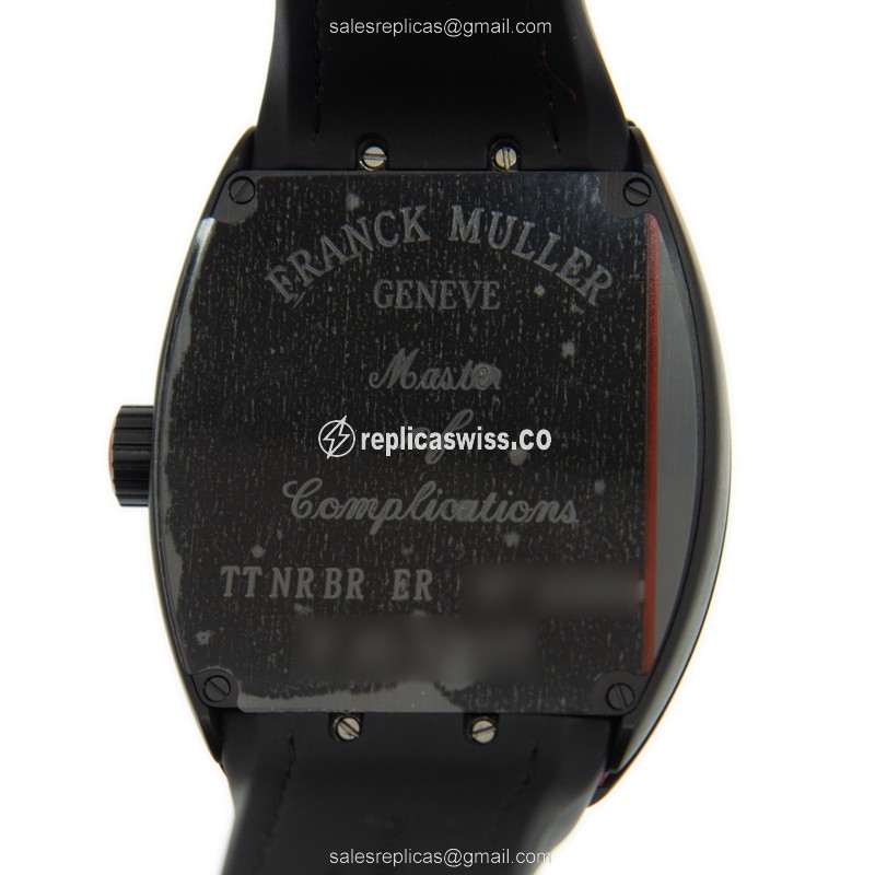 Franck Muller V 45 SC DT Replica - Automatic - Titanium Case - Black Dial on Black Alligator Strap - View 3