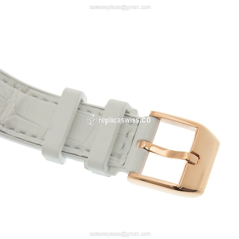 Franck Muller V32 CH Replica - Automatic - 18kt Rose Gold - White Dial, Leather Strap - View 4