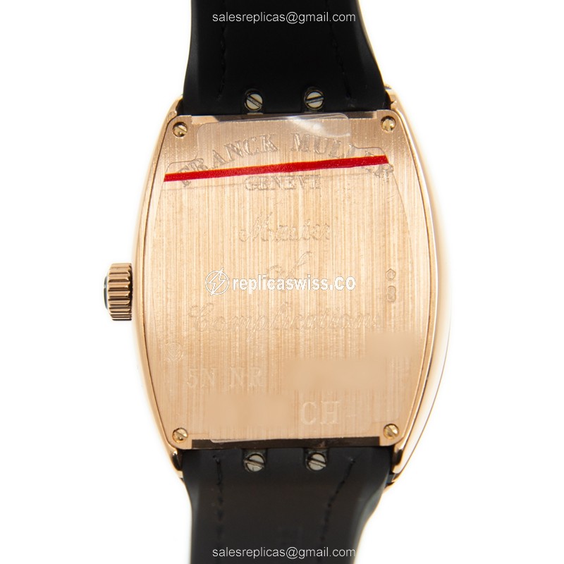 Franck Muller V 32 CH Replica - Automatic - 18kt Rose Gold Case - White Dial, Leather Strap - View 3