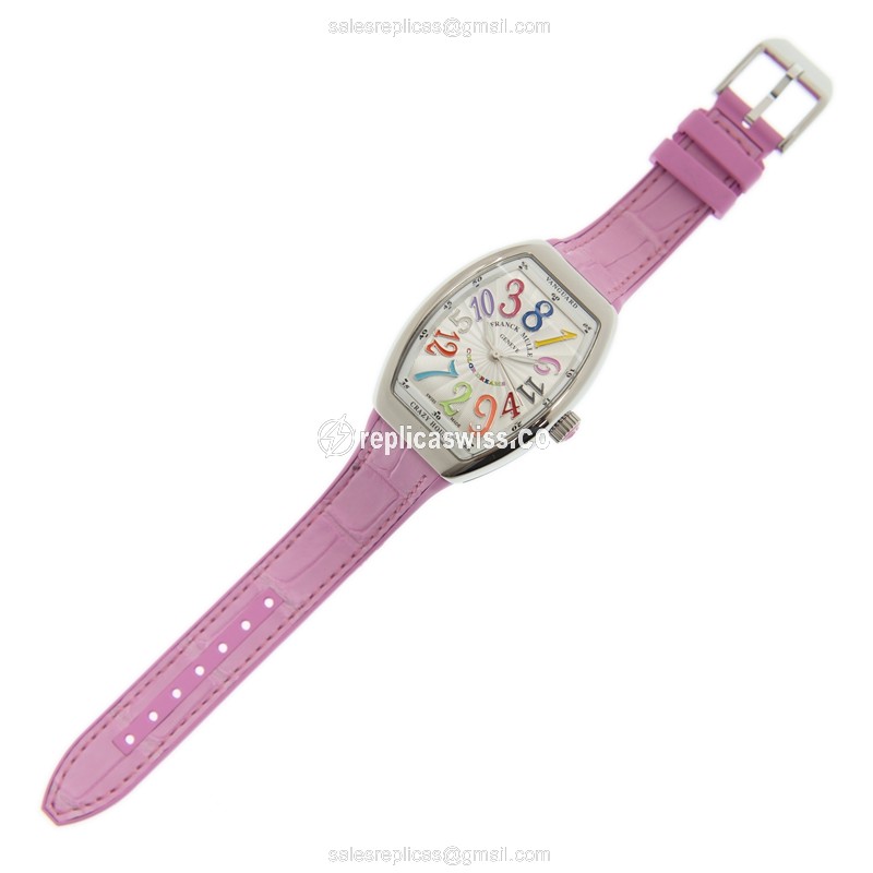 Franck Muller V32 CH COL DRM AC.RS Replica | Automatic | White Dial on Pink Leather Strap - View 2