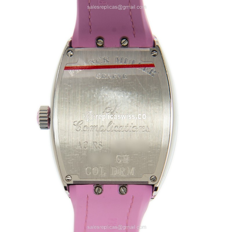 Franck Muller V32 CH COL DRM AC.RS Replica | Automatic | White Dial on Pink Leather Strap - View 3